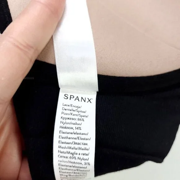 SPANX Bra Black Illusion Lace Full Coverage Underwire Front Close 32DD Stretch - Picture 13 of 15